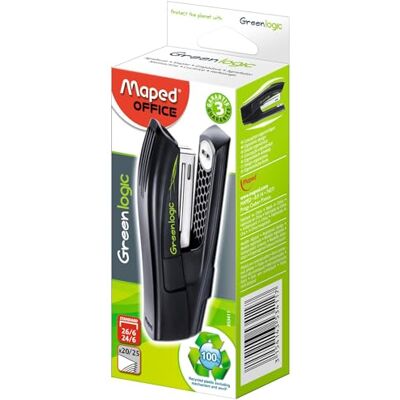 Maped M353411 Hefter Greenlogic Half Strip aus recyceltem Kunststoff bis 25 Blatt, schwarz Maped M353411 Hefter Greenlogic Half Strip aus recyceltem Kunststoff bis 25 Blatt, schwarz