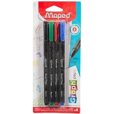 Maped M749144 Fineliner Graph Peps, Metallspitze 0.4 mm, 4er Packung Maped M749144 Fineliner Graph Peps, Metallspitze 0.4 mm, 4er Packung