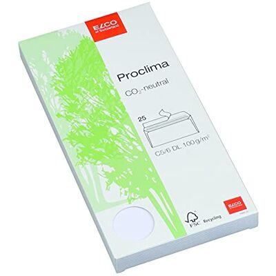 Elco 74262. 20 Proclima Box s 25 obálkami/zásilkovými kapsami, lepicí uzávěr, C5/6 DL, 100 g, bílá recycl., Okna: ne Elco 74262. 20 Proclima Box s 25 obálkami/zásilkovými kapsami, lepicí uzávěr, C5/6 DL, 100 g, bílá recycl., Okna: ne