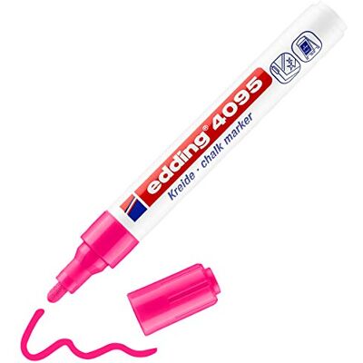 Edding Křídový popisovač 4095 – neonově růžový – 1 křídový popisovač – kulatý hrot 2–3 mm – křídový popisovač na tabuli omyvatelný – k popisování oken, skla, zrcadla – tužka na tabuli s krycími Edding Křídový popisovač 4095 – neonově růžový – 1 křídový popisovač – kulatý hrot 2–3 mm – křídový popisovač na tabuli omyvatelný – k popisování oken, skla, zrcadla – tužka na tabuli s krycími