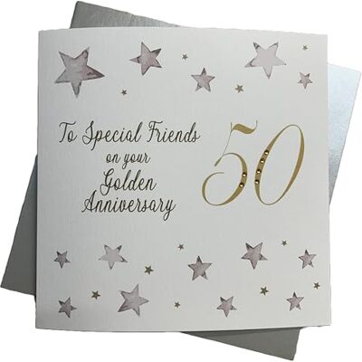 White Cotton Cards Velká řada Big Twist Golden, zu Special Friends on Your Golden Anniversary 127 cm, ruční výroba 50. výročí přání White Cotton Cards Velká řada Big Twist Golden, zu Special Friends on Your Golden Anniversary 127 cm, ruční výroba 50. výročí přání