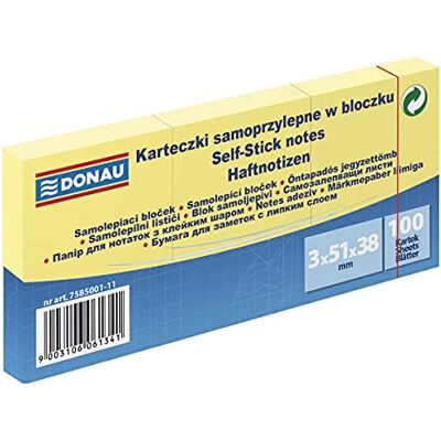 DONAU 7585001-11 Eco Cube samolepicí poznámky, žluté samolepicí poznámky, 38 × 51 mm, 1 × 100 listů pro kancelář do školy DONAU 7585001-11 Eco Cube samolepicí poznámky, žluté samolepicí poznámky, 38 × 51 mm, 1 × 100 listů pro kancelář do školy