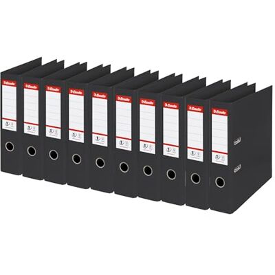 Esselte Pořadač široký, DIN A4, balení 10 ks, šířka hřbetu 7,5 cm, plastový pořadač, černý, Vivida, 811370 Esselte Pořadač široký, DIN A4, balení 10 ks, šířka hřbetu 7,5 cm, plastový pořadač, černý, Vivida, 811370
