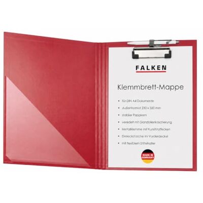 FALKEN Desky s klipem DIN A4 červené s kapsou na přední straně Made in Germany und Stiftehalter farbiger Papierbezug innen und außen Blauer Engel ideal für Inventur und Lagerwirtschaft FALKEN Desky s klipem DIN A4 červené s kapsou na přední straně Made in Germany und Stiftehalter farbiger Papierbezug innen und außen Blauer Engel ideal für Inventur und Lagerwirtschaft