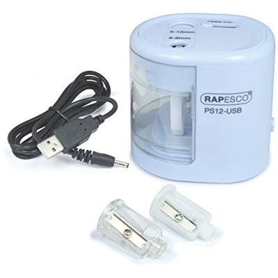 Rapesco Automatický elektrický ořezávátko PS12-USB, 1447, světle modrá Rapesco Automatický elektrický ořezávátko PS12-USB, 1447, světle modrá