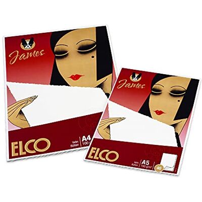 Elco James Schreibblock Velinpapier A5 100 g/m² blanko mit Büttenrand und DOM-Wasserzeichen geriest 40 Blatt Elco James Schreibblock Velinpapier A5 100 g/m² blanko mit Büttenrand und DOM-Wasserzeichen geriest 40 Blatt