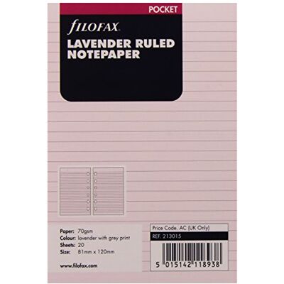 Filofax 213015 Pocket poznámkový papír, linkovaný, levandulový Filofax 213015 Pocket poznámkový papír, linkovaný, levandulový