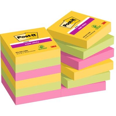 Post-it Poznámky Super Sticky Notes, 12 bloků (1080 listů), 47,6 mm x 47,6 mm Post-it Poznámky Super Sticky Notes, 12 bloků (1080 listů), 47,6 mm x 47,6 mm