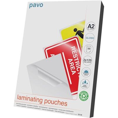 Pavo Laminierfolien A2 2x125 mic , 50 Stück Glänzend Pavo Laminierfolien A2 2x125 mic , 50 Stück Glänzend