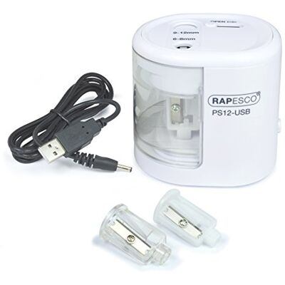 Rapesco Automatický elektrický ořezávátko PS12-USB, 1448, bílá barva Rapesco Automatický elektrický ořezávátko PS12-USB, 1448, bílá barva