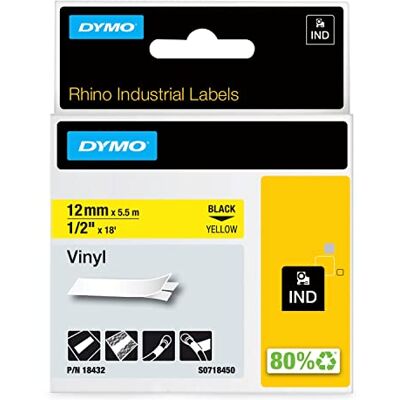 Dymo Průmyslové vinylové etikety Rhino 12 mm x 5,5 m černé na žluté samolepicí pro Rhino a LabelManager popisovací přístroj Dymo Průmyslové vinylové etikety Rhino 12 mm x 5,5 m černé na žluté samolepicí pro Rhino a LabelManager popisovací přístroj