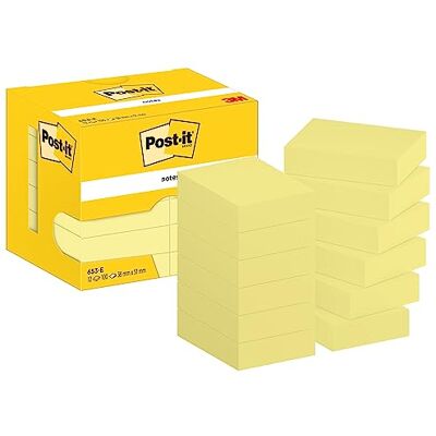 Post-it Poznámky, 12 bloků (1200 listů), 38 mm x 51 mm, žlutá Post-it Poznámky, 12 bloků (1200 listů), 38 mm x 51 mm, žlutá