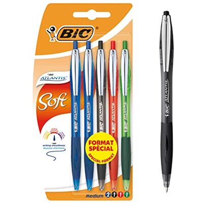 BIC Atlantis Soft kuličkové pero, střední hrot (1,0 mm), 5 kusů BIC Atlantis Soft kuličkové pero, střední hrot (1,0 mm), 5 kusů
