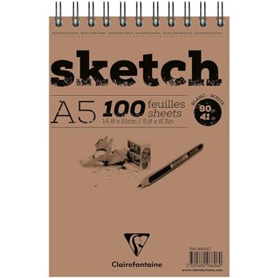 Clairefontaine 96606C Skicák Sketch Spirála A5 50 listů 90 g bílá Clairefontaine 96606C Skicák Sketch Spirála A5 50 listů 90 g bílá