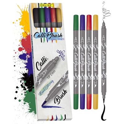 Online Calli.Brush Classic, 5dílná sada štětců na ruční písmo, sada tužek na kaligrafii, pera s kaligrafickou špičkou a hrotem štětcem pro Bullet Journal, vodní barvy, akvarel Online Calli.Brush Classic, 5dílná sada štětců na ruční písmo, sada tužek na kaligrafii, pera s kaligrafickou špičkou a hrotem štětcem pro Bullet Journal, vodní barvy, akvarel