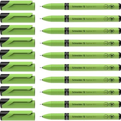 Schneider Topliner 911 Fineliner (střídavá náplň, tloušťka linky 0,4 mm) balení 10 ks černé Schneider Topliner 911 Fineliner (střídavá náplň, tloušťka linky 0,4 mm) balení 10 ks černé