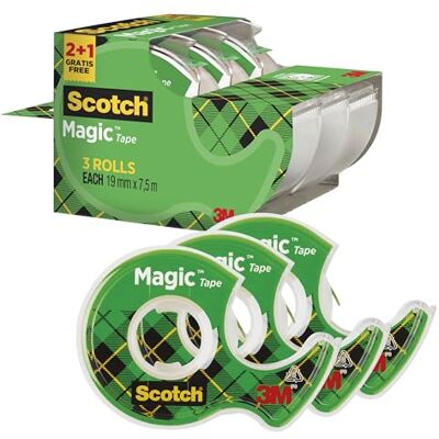 Scotch Magic páska, 2 role v odvíječi + 1 zdarma, 19 mm x 7,5 m Scotch Magic páska, 2 role v odvíječi + 1 zdarma, 19 mm x 7,5 m