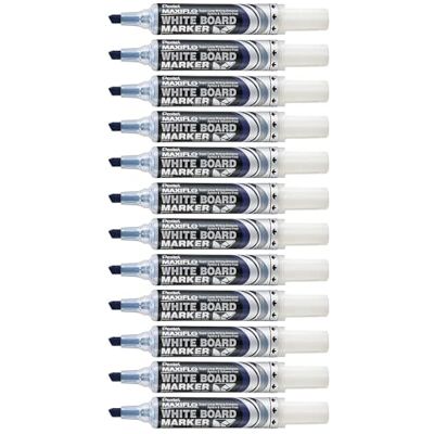 Pentel Maxiflo Marker, trocken abwischbar, mit Keilspitze, 12 Stück, blau Pentel Maxiflo Marker, trocken abwischbar, mit Keilspitze, 12 Stück, blau