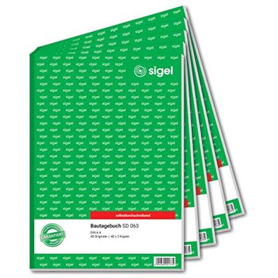 Sigel Stavební deník A4 3 x 40 listů propisující 5 ks v balení SD063/5, mikroperforované s děrováním pro založení Sigel Stavební deník A4 3 x 40 listů propisující 5 ks v balení SD063/5, mikroperforované s děrováním pro založení