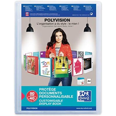 Oxford Průhledná kniha A4, Polyvision, prezentační složka se 40 pouzdry, transparentní, bezbarvé, 1 kus Oxford Průhledná kniha A4, Polyvision, prezentační složka se 40 pouzdry, transparentní, bezbarvé, 1 kus