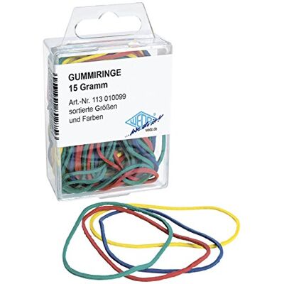 WEDO 113010099 Gummiringe in SB-Klarsichtdose, 15 Gramm, sortierte Größen und Farben WEDO 113010099 Gummiringe in SB-Klarsichtdose, 15 Gramm, sortierte Größen und Farben