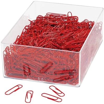 Wedo 901244602 kancelářská svorka (z kovu 27 mm, potažená plastem v průhledné krabici) 1000 kusů, červená Wedo 901244602 kancelářská svorka (z kovu 27 mm, potažená plastem v průhledné krabici) 1000 kusů, červená