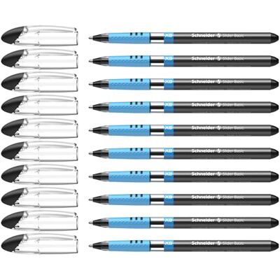 Schneider Kuličkové pero 151201 Slider Basic (model s krytem se zónou Soft-Grip, tloušťka linky XB, vhodné pro dokumenty) 10 kusů, černé Schneider Kuličkové pero 151201 Slider Basic (model s krytem se zónou Soft-Grip, tloušťka linky XB, vhodné pro dokumenty) 10 kusů, černé