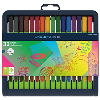 Schneider Line-Up Fineliner (tloušťka linky 0,4 mm, z plastu na bázi bio báze, oceněn modrým andělem) 32 kusů, tříděné Schneider Line-Up Fineliner (tloušťka linky 0,4 mm, z plastu na bázi bio báze, oceněn modrým andělem) 32 kusů, tříděné
