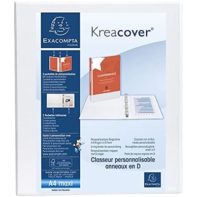 Exacompta Kroužkový blok Kreacover 51820E z pevného polypropylenu, 2 kroužky, zadní strana 38 mm, 2 vnitřní kapsy, DIN A4, 1 kus, bílý Exacompta Kroužkový blok Kreacover 51820E z pevného polypropylenu, 2 kroužky, zadní strana 38 mm, 2 vnitřní kapsy, DIN A4, 1 kus, bílý