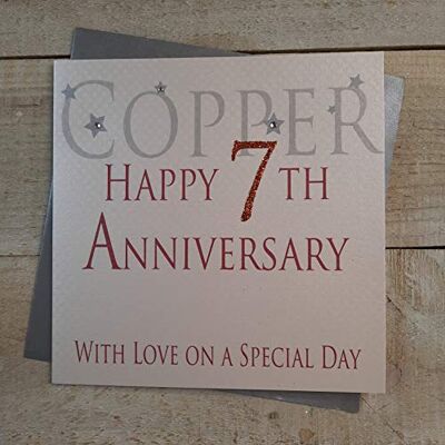 White Cotton Cards Kupfer Happy 7th Anniversary - Vánoční přání White Cotton Cards Kupfer Happy 7th Anniversary - Vánoční přání