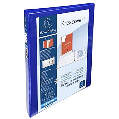 Exacompta Kroužkový blok Kreacover 51840BE z pevného polypropylenu, 4 kroužky, záda 38 mm, 3 vnější a 2 vnitřní kapsy, DIN A4, 1 kus, modrý Exacompta Kroužkový blok Kreacover 51840BE z pevného polypropylenu, 4 kroužky, záda 38 mm, 3 vnější a 2 vnitřní kapsy, DIN A4, 1 kus, modrý