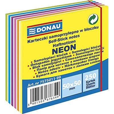 DONAU 7575011-99 Mini Notes samolepicí poznámky, neonové, samolepicí kostka, 50 x 50 mm, 1 x 250 listů DONAU 7575011-99 Mini Notes samolepicí poznámky, neonové, samolepicí kostka, 50 x 50 mm, 1 x 250 listů