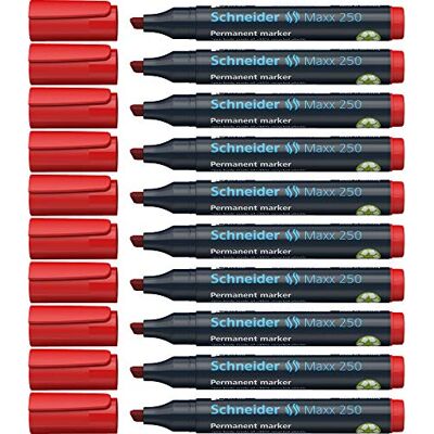 Schneider Maxx 250 permanentní značkovač s klínovým hrotem (tloušťka části: 2 + 7 mm, doplňovatelné) balení 10 ks červená Schneider Maxx 250 permanentní značkovač s klínovým hrotem (tloušťka části: 2 + 7 mm, doplňovatelné) balení 10 ks červená