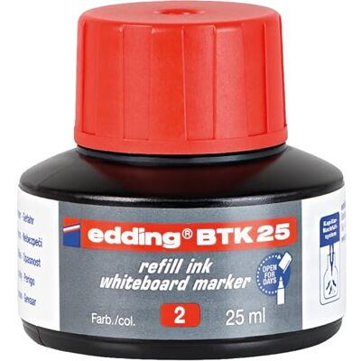 edding BTK 25 náhradní inkoust popisovač na bílou tabuli – červený – 25 ml – se systémem dávkování kapek, k rychlému doplnění téměř všech popisovačů na tabule edding BTK 25 náhradní inkoust popisovač na bílou tabuli – červený – 25 ml – se systémem dávkování kapek, k rychlému doplnění téměř všech popisovačů na tabule