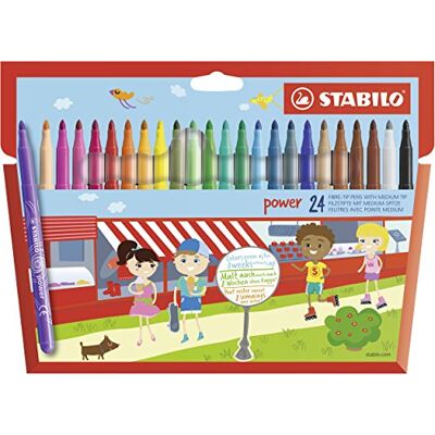 Stabilo Power Fixy - Střední Hrot - 24 ks - Vícebarevný Stabilo Power Fixy - Střední Hrot - 24 ks - Vícebarevný