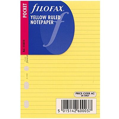 Filofax Kapesní poznámkový papír 213010, linkovaný, žlutý Filofax Kapesní poznámkový papír 213010, linkovaný, žlutý