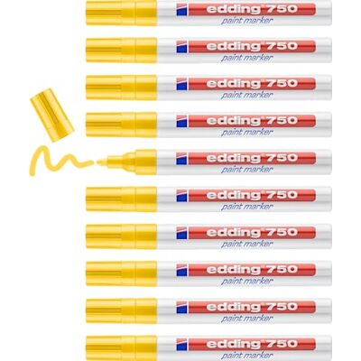 edding 750 lakový popisovač – žlutý – 10 tužek – kulatý hrot 2–4 mm – laková tužka pro značení a popisování kovu, skla, kamene nebo plastu – žáruvzdorná, permanentní, odolná proti rozmazání a vodě edding 750 lakový popisovač – žlutý – 10 tužek – kulatý hrot 2–4 mm – laková tužka pro značení a popisování kovu, skla, kamene nebo plastu – žáruvzdorná, permanentní, odolná proti rozmazání a vodě
