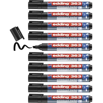 Edding 363 popisovač na bílou tabuli – černý – 10 tužek na bílou tabuli – klínový hrot 1–5 mm – stíratelný popisovač – na bílou tabuli, flipchart, magnetickou tabuli, nástěnku, nástěnku – skicové noty Edding 363 popisovač na bílou tabuli – černý – 10 tužek na bílou tabuli – klínový hrot 1–5 mm – stíratelný popisovač – na bílou tabuli, flipchart, magnetickou tabuli, nástěnku, nástěnku – skicové noty