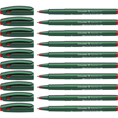 Schneider Vláknové pero Topwriter 147, 0,6 mm, červené, balení po 10 kusech Schneider Vláknové pero Topwriter 147, 0,6 mm, červené, balení po 10 kusech