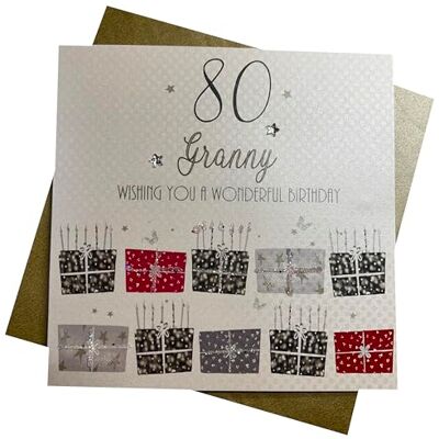 White Cotton Cards Granny bdp80-80 Wishing You a Wonderful Birthday, Granny 80th Birthday, handgefertigt, Weiß White Cotton Cards Granny bdp80-80 Wishing You a Wonderful Birthday, Granny 80th Birthday, handgefertigt, Weiß