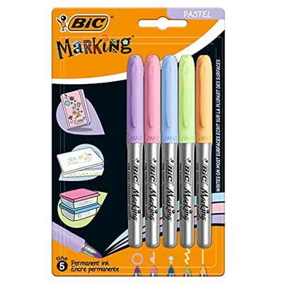 BIC Intensity Pastelové popisovače, v 5 různých pastelových barvách, se středním kulatým hrotem, rychleschnoucí a bez zápachu BIC Intensity Pastelové popisovače, v 5 různých pastelových barvách, se středním kulatým hrotem, rychleschnoucí a bez zápachu