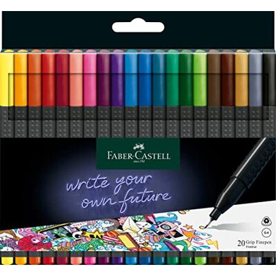 Faber-Castell Grip Finepen Set, 20 Fineliner, šířka čáry 0,4 mm Ergonomický trojhranný tvar s úchopovou zónou pro přesné kreslení Faber-Castell Grip Finepen Set, 20 Fineliner, šířka čáry 0,4 mm Ergonomický trojhranný tvar s úchopovou zónou pro přesné kreslení