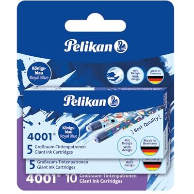 Pelikan Velkokapacitní inkoustové náplně 4001 inkoust královská modrá, barevně potištěné, 10 kusů Pelikan Velkokapacitní inkoustové náplně 4001 inkoust královská modrá, barevně potištěné, 10 kusů
