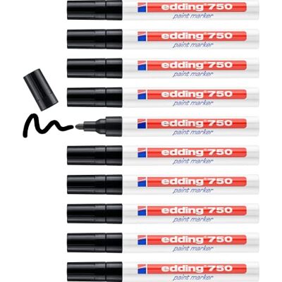 Edding 750 lakový popisovač – černý – 10 tužek – kulatý hrot 2–4 mm – laková tužka pro značení a popisování kovu, skla, kamene nebo plastu – žáruvzdorná, permanentní, odolná proti rozmazání Edding 750 lakový popisovač – černý – 10 tužek – kulatý hrot 2–4 mm – laková tužka pro značení a popisování kovu, skla, kamene nebo plastu – žáruvzdorná, permanentní, odolná proti rozmazání