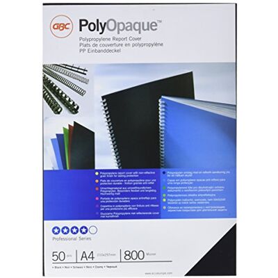 GBC ESP425804 PolyClearView Einbanddeckel, PP, 800 my, 50 Stück, schwarz GBC ESP425804 PolyClearView Einbanddeckel, PP, 800 my, 50 Stück, schwarz
