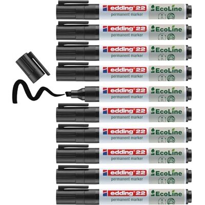 Edding 22 Permanentmarker schwarz 10 Stifte Keil-Spitze 1-5 mm schnell trocknender Permanent Marker wasserfest, wischfest für Karton, Kunststoff, Holz, Metall Universalmarker Edding 22 Permanentmarker schwarz 10 Stifte Keil-Spitze 1-5 mm schnell trocknender Permanent Marker wasserfest, wischfest für Karton, Kunststoff, Holz, Metall Universalmarker
