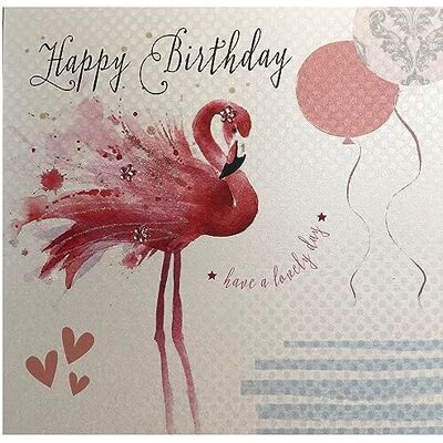 Ruční výroba narozeninové pohlednice s flamingem od White Cotton-Cards - 16x16 cm Ruční výroba narozeninové pohlednice s flamingem od White Cotton-Cards - 16x16 cm