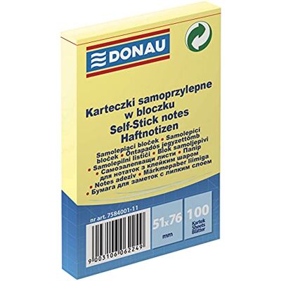 DONAU 7584001-11 Eco Cube samolepicí poznámky, žluté samolepicí poznámky, 51 x 76 mm, 1 x 100 listů pro kancelář do školy DONAU 7584001-11 Eco Cube samolepicí poznámky, žluté samolepicí poznámky, 51 x 76 mm, 1 x 100 listů pro kancelář do školy