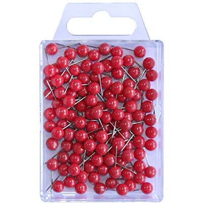 Wedo 56102 značkovací jehly (jehly s kulatou hlavou, délka jehly 16 mm, průměr hlavy 6 mm) 100 kusů, červené Wedo 56102 značkovací jehly (jehly s kulatou hlavou, délka jehly 16 mm, průměr hlavy 6 mm) 100 kusů, červené