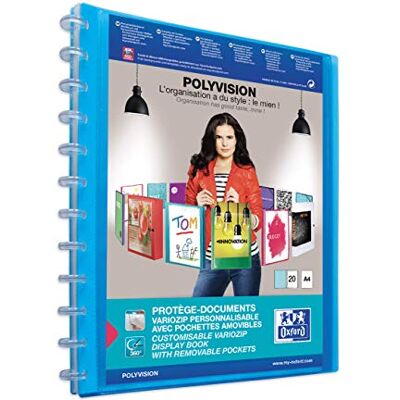 Oxford Desky s kroužkem A4, Polyvision, prezentační kniha s 20 pouzdry, vario zip, vyměnitelná a rozšiřitelná, modrá, 1 kus Oxford Desky s kroužkem A4, Polyvision, prezentační kniha s 20 pouzdry, vario zip, vyměnitelná a rozšiřitelná, modrá, 1 kus